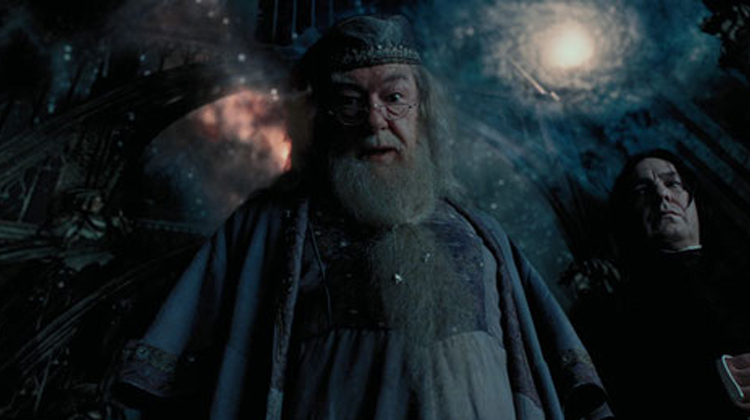Albus Dumbledore et Severus Rogue dans la Grande Salle