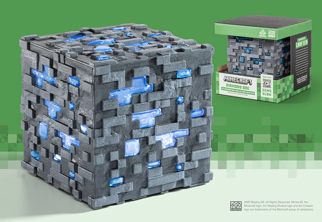Minerai de diamant lumineux Réplique collector - Minecraft