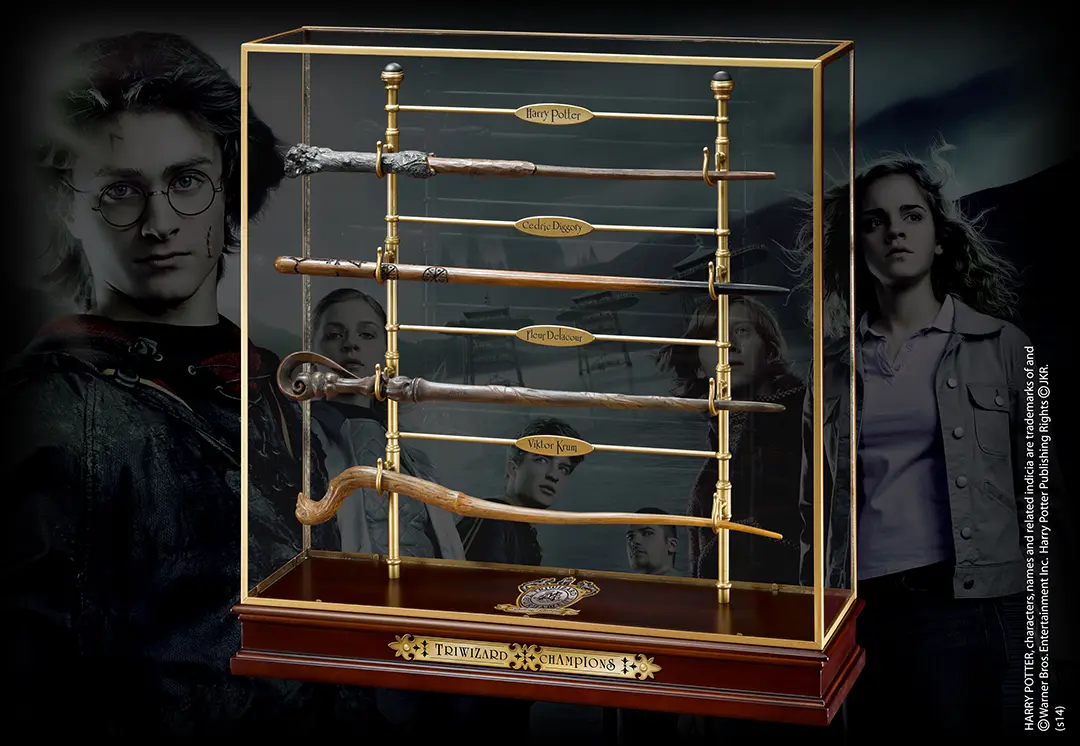 Les Champions du Tournoi des 3 Sorciers - Présentoir et baguettes - Harry Potter
