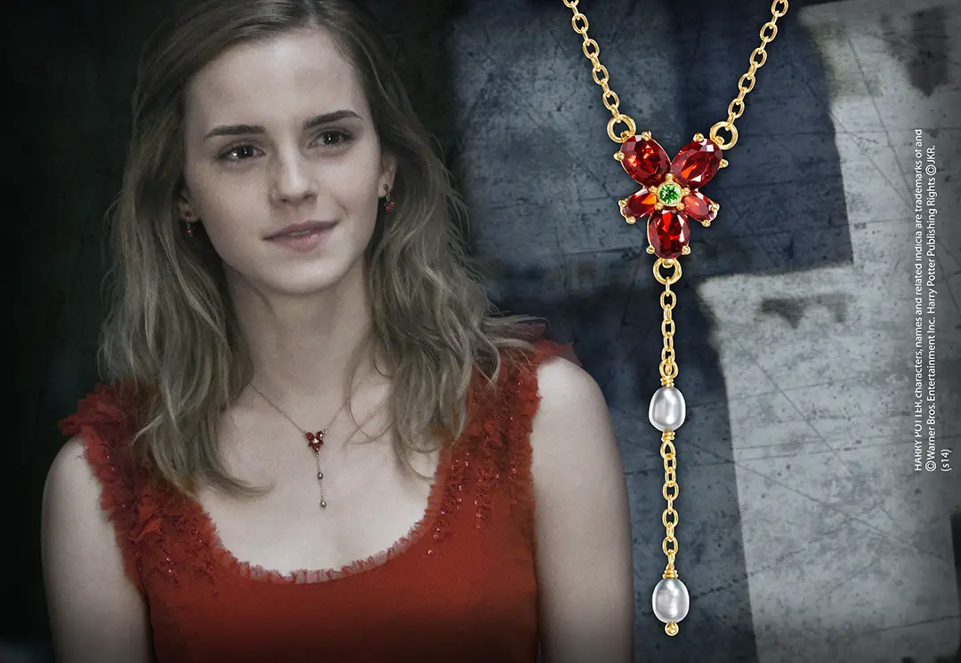 Collar Rojo De cristal de Hermione Plata 925